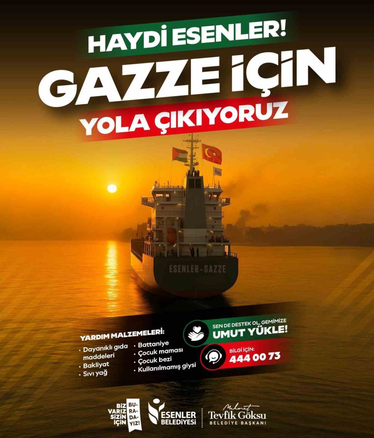 Esenler Belediyesi Gazze’ye yardım gemisi gönderiyor Esenler Belediyesi Gazze’ye yardım gemisi gönderiyor